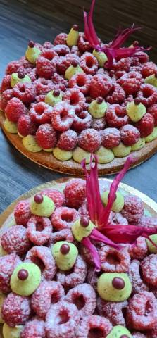 Tarte framboise pistache